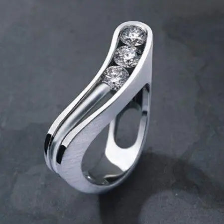 New Silver 925 White Zircon Ring